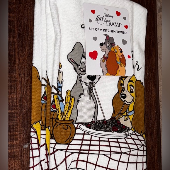 Disney Lady And Tramp Set of 2 Kitchen Towels - NEW - Picture 7 of 8